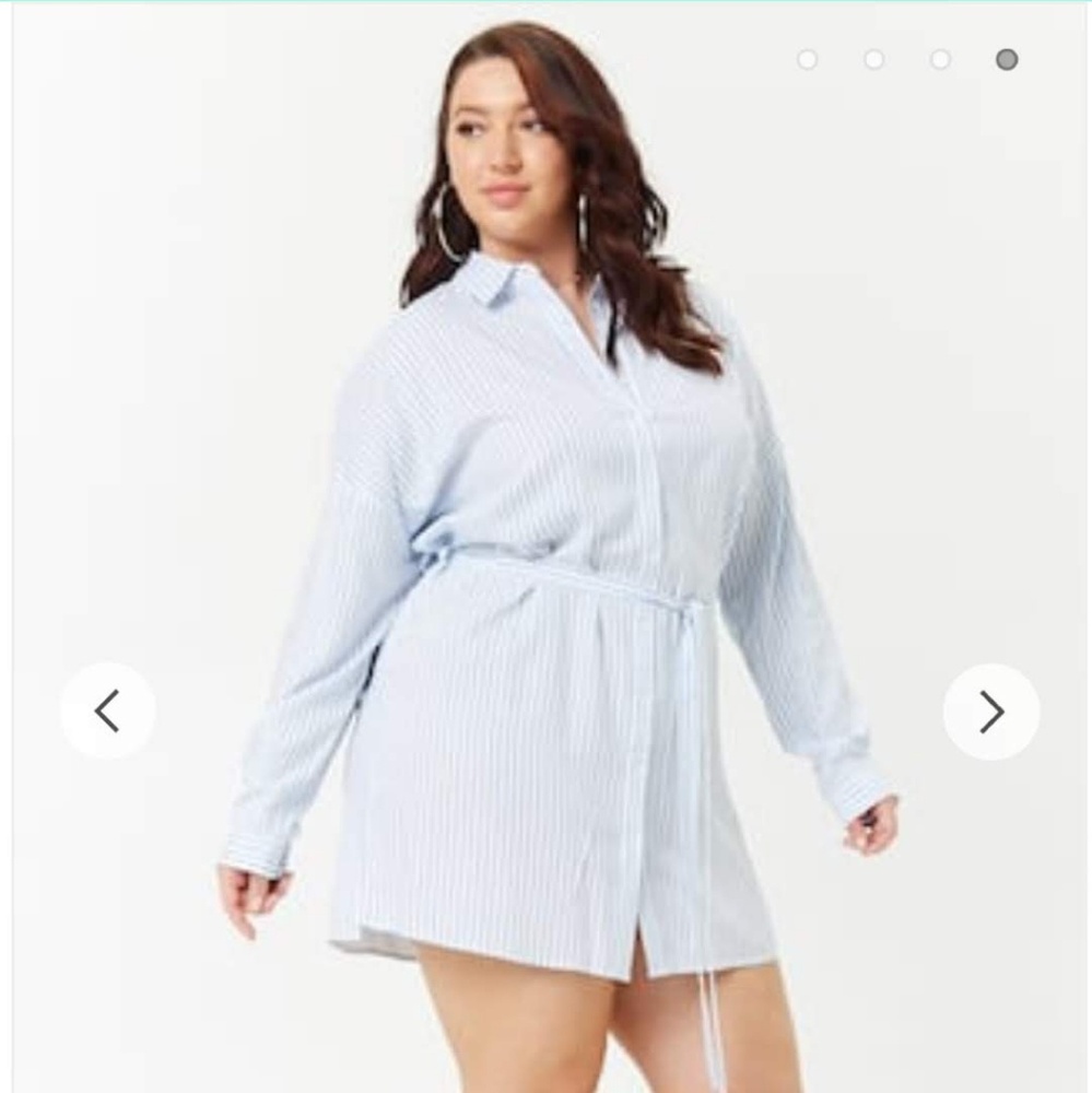 Forever21 Plus Size Pinstriped Shirt Dress Size 0X